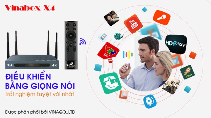 VinaBox X4 2019 Android 7.1 Ram 1G hỗ trợ 4 râu wifi mạnh mẽ Dolby Google Assistant
