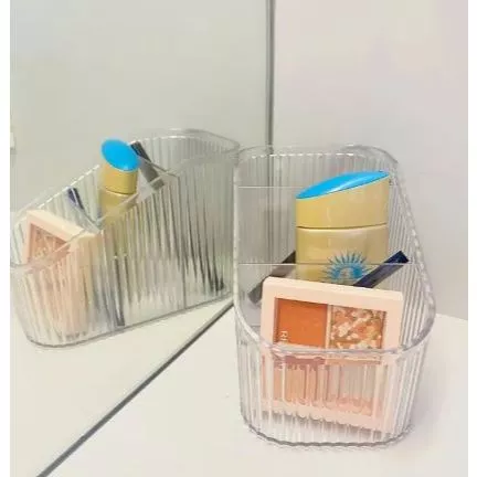 Khay mica trong suốt 3 ngăn đựng mỹ phẩm tiện lợi