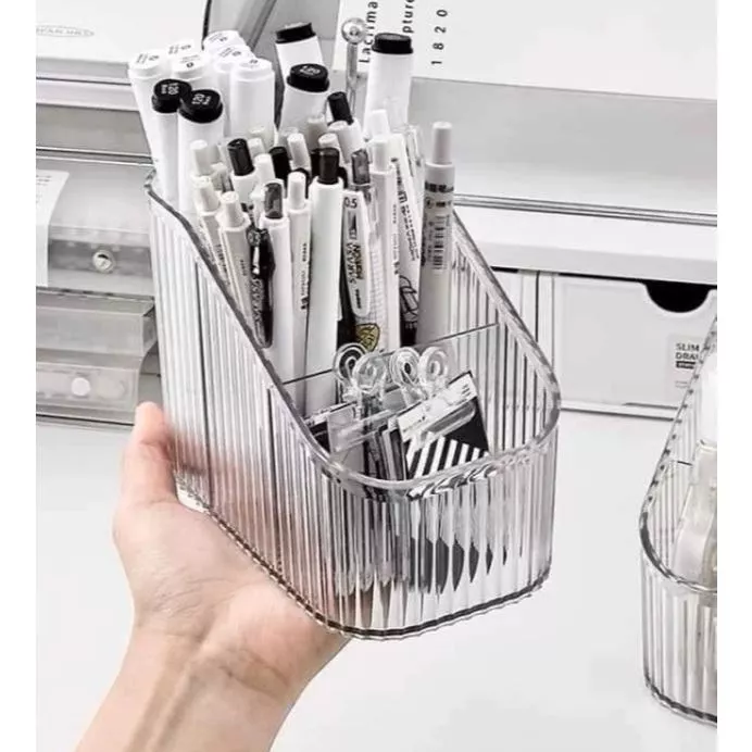 Khay mica trong suốt 3 ngăn đựng mỹ phẩm tiện lợi
