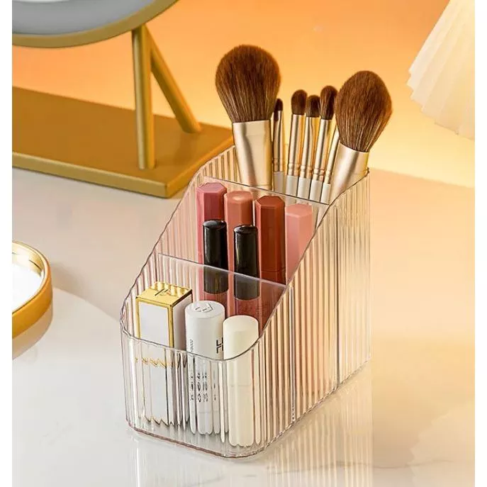 Khay mica trong suốt 3 ngăn đựng mỹ phẩm tiện lợi