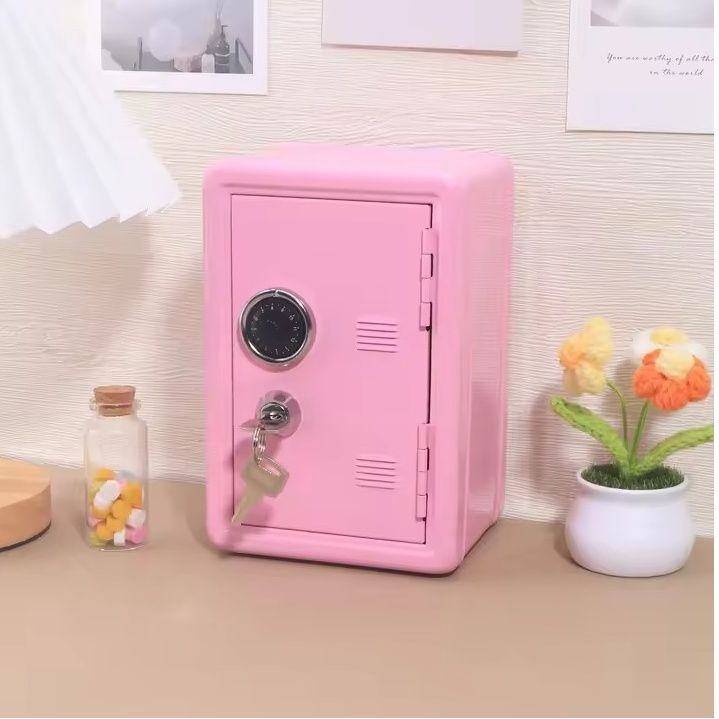 Két sắt mini CH-0431 tiết kiệm tiền cho bé 18x12x10cm - Hồng