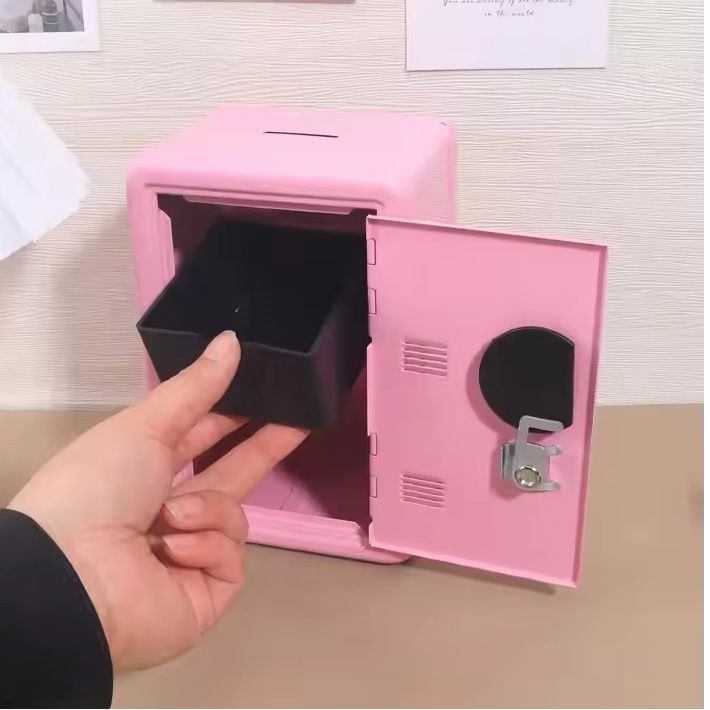 Két sắt mini CH-0431 tiết kiệm tiền cho bé 18x12x10cm - Hồng