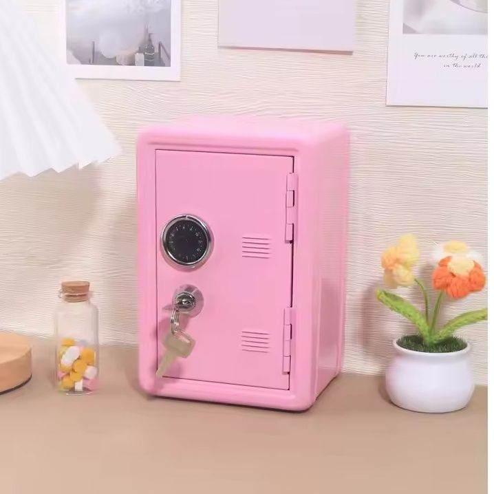 Két sắt mini CH-0431 tiết kiệm tiền cho bé 18x12x10cm - Hồng