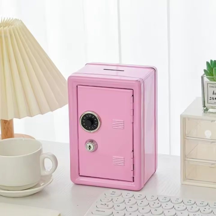 Két sắt mini CH-0431 tiết kiệm tiền cho bé 18x12x10cm - Hồng