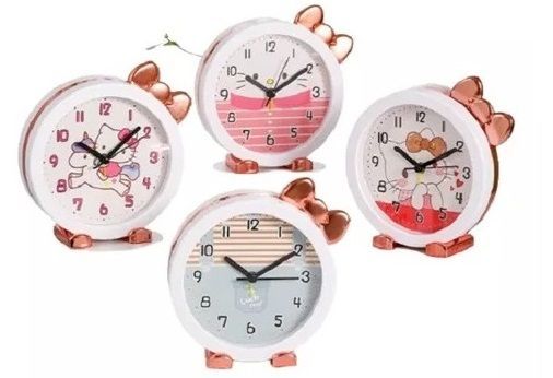 Đồng hồ báo thức để bàn mặt tròn Hello Kitty dễ thương kích thước 14.2*5.4*14.8 cm