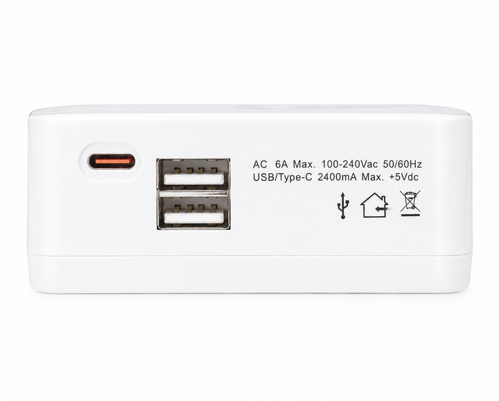 Ổ cắm du lịch ĐQ ESK TV07 2U 1C, Màu trắng, 2 cổng USB, 1 cổng Type - C