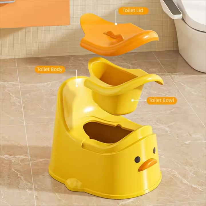 Bô vệ sinh cho bé tựa lưng hình vịt màu vàng dễ thương