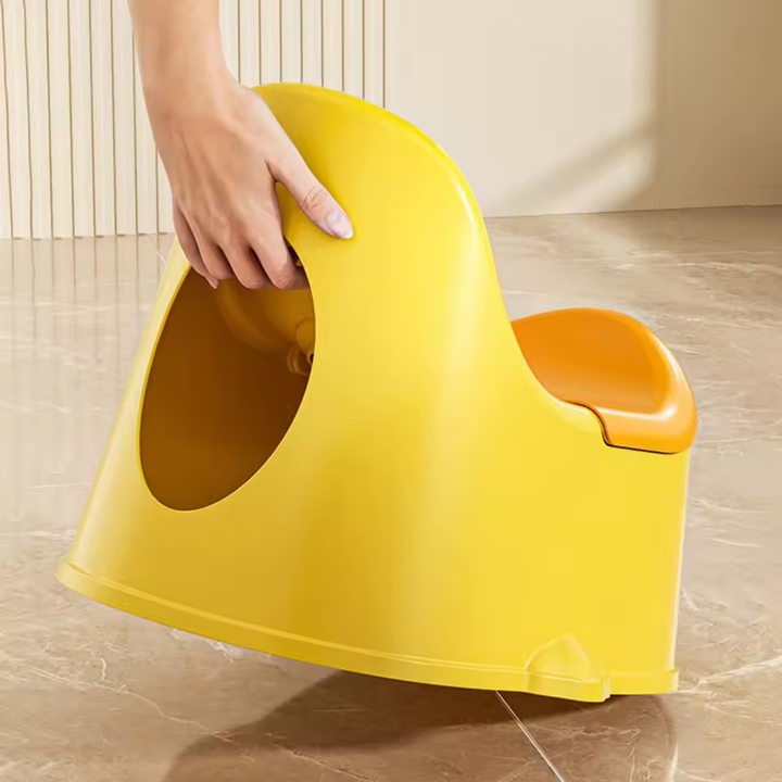Bô vệ sinh cho bé tựa lưng hình vịt màu vàng dễ thương