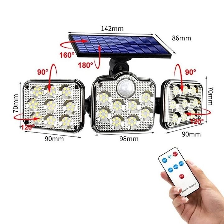Đèn cảm ứng năng lượng mặt trời 138 LED chống nước