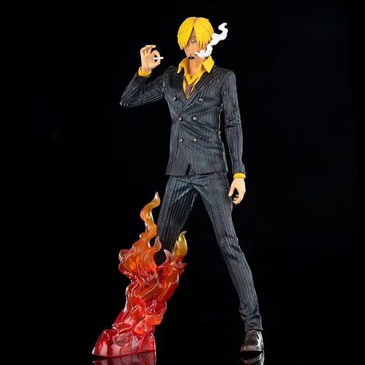 Mô hình nhân vật Sanji áo đen trong truyện tranh One Piece cao 32 cm, chân phải bốc lửa siêu ngầu