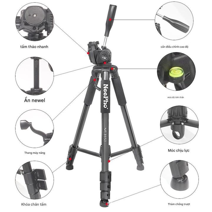 Chân máy ảnh, cố định thiết bị quay phim TRIPOD NEEPHO 8850