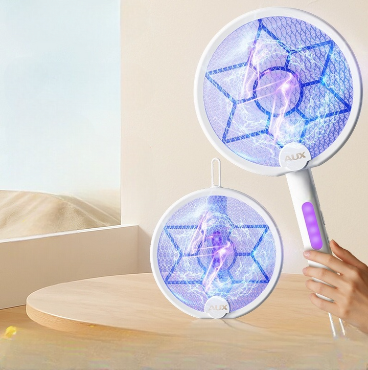 Vợt bắt muỗi điện AUX FC55D có thể gấp gọn hoặc treo, tự động đèn xanh thu hút muỗi