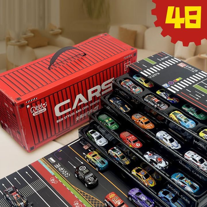 Hộp 48 xe đua đồ chơi kèm đường đua mô hình
