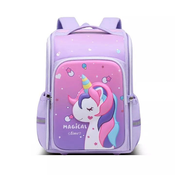 Balo 3D hình Kỳ Lân Unicorn đệm vai mềm chống thấm nước cho bé gái