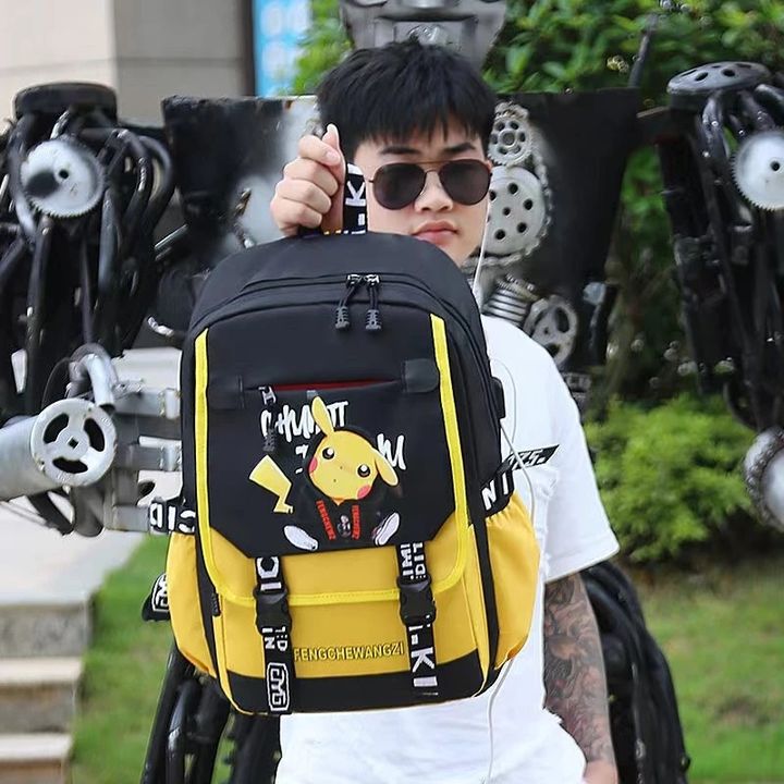 Balo đi học cho bé dễ thương hình pikachu - màu vàng