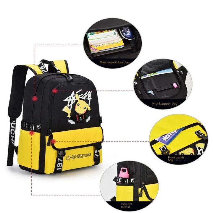 Balo đi học cho bé dễ thương hình pikachu - màu vàng