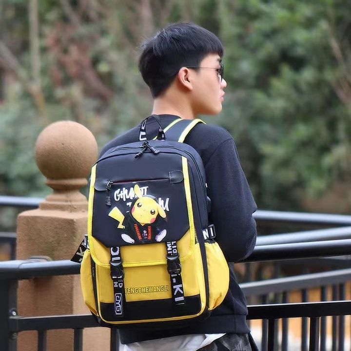 Balo đi học cho bé dễ thương hình pikachu - màu vàng