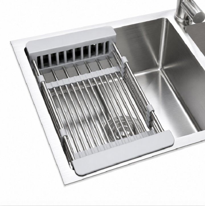 Kệ inox gác bồn rửa chén đa năng - rổ úp cho chậu rửa bát