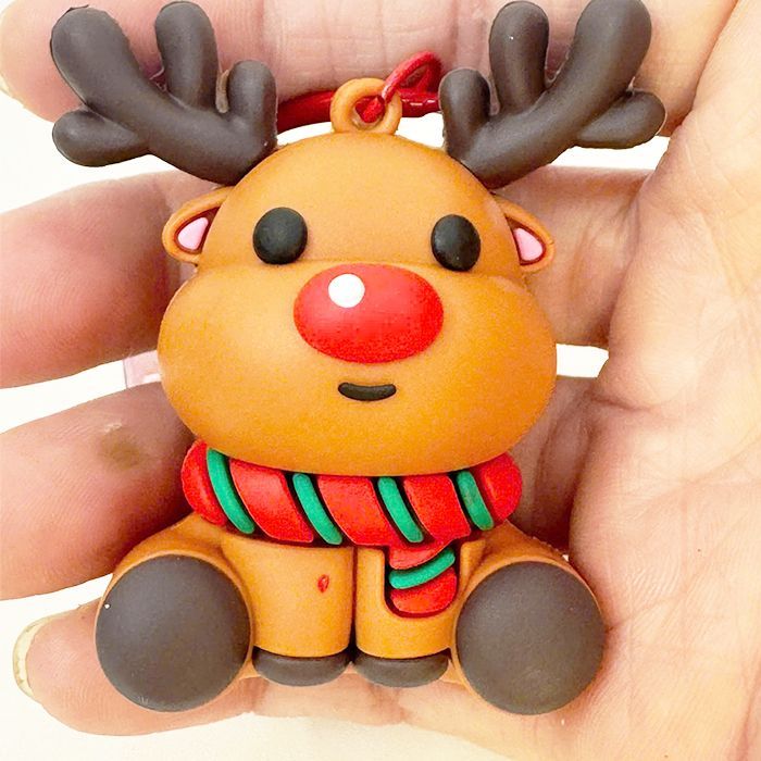 Móc khóa tuần lộc dễ thương kèm thẻ nhựa mica cao cấp