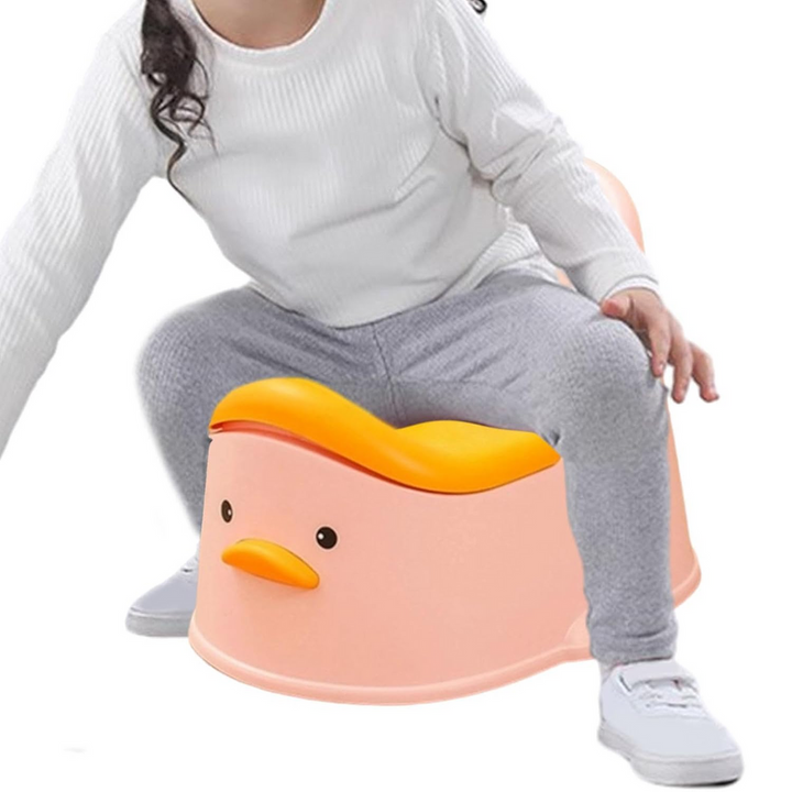 Bô vệ sinh cho bé tựa lưng hình vịt màu hồng dễ thương