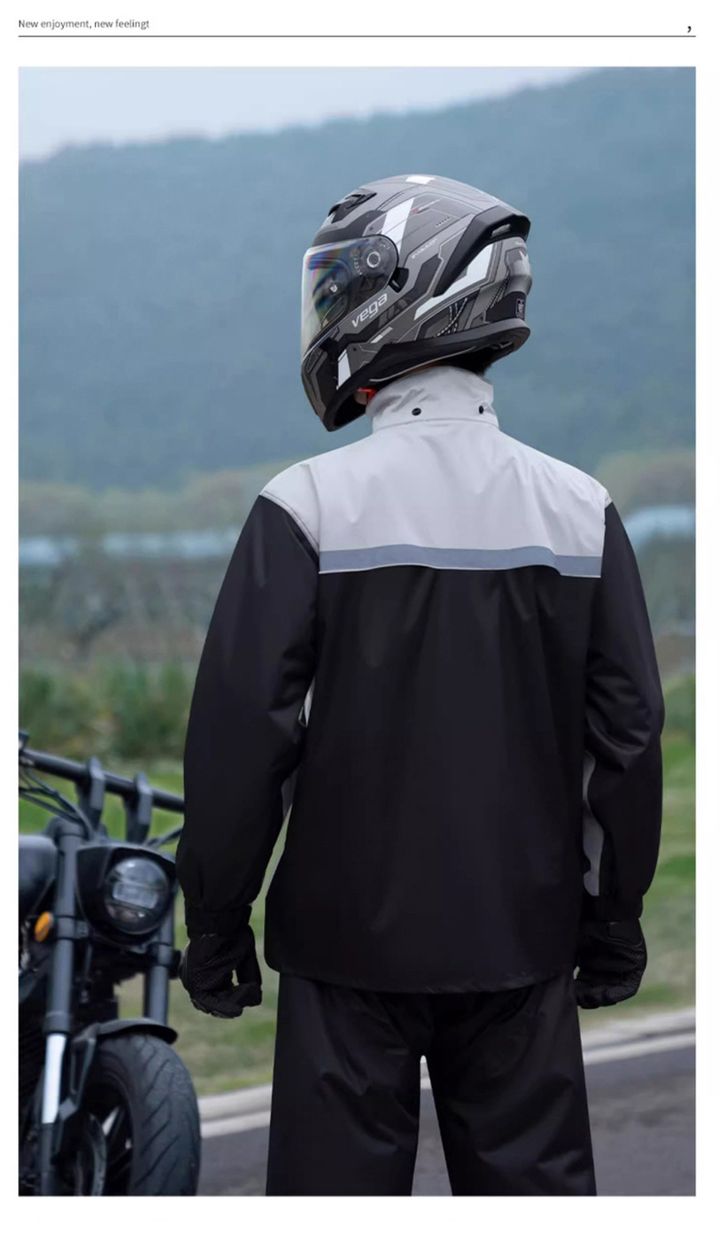 Bộ quần áo mưa Size XL (148-165 cm) Màu Xám vải dù cao cấp chuyên đi phượt siêu thoáng khí