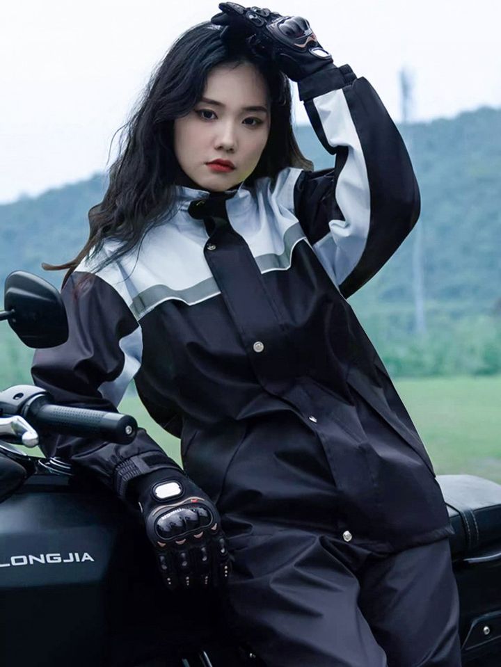 Bộ quần áo mưa Size XL (148-165 cm) Màu Xám vải dù cao cấp chuyên đi phượt siêu thoáng khí