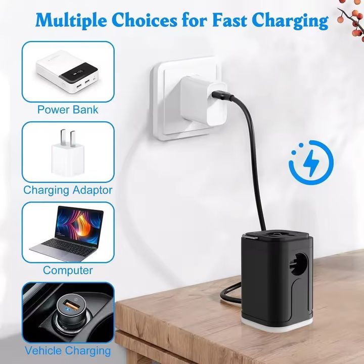 Bơm điện hút thổi đa năng kiêm đèn pin 35W có móc treo 2400mAh