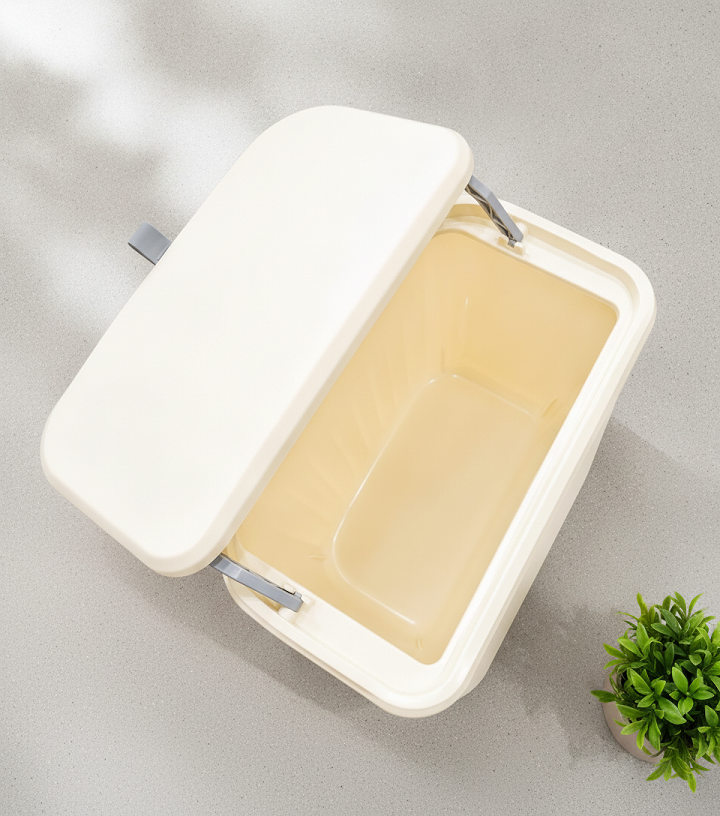 Thùng Đựng Rác Treo Tường, Treo Cánh Cửa, Cạnh Tủ, Màu Be Có Nắp Trượt