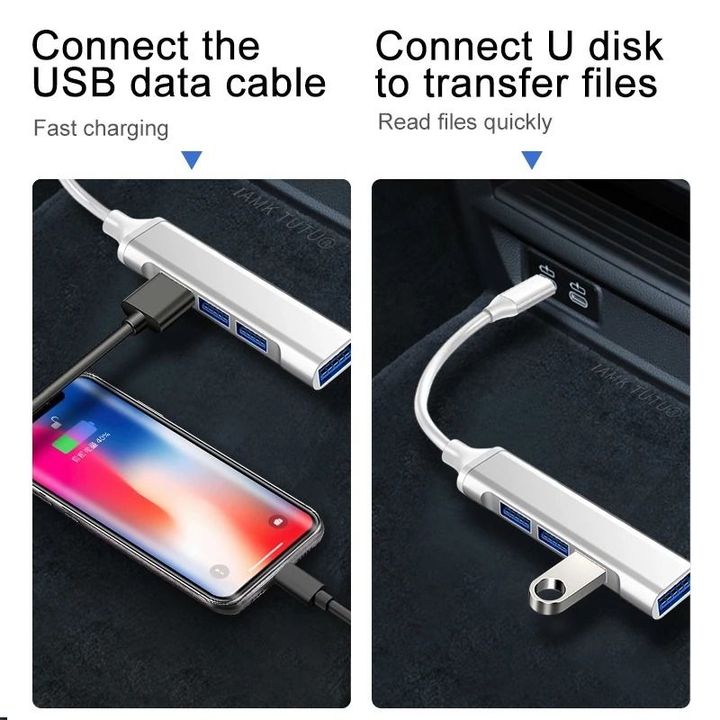 Bộ hub chia USB Type-C ra 4 cổng USB 3.0 vỏ nhôm