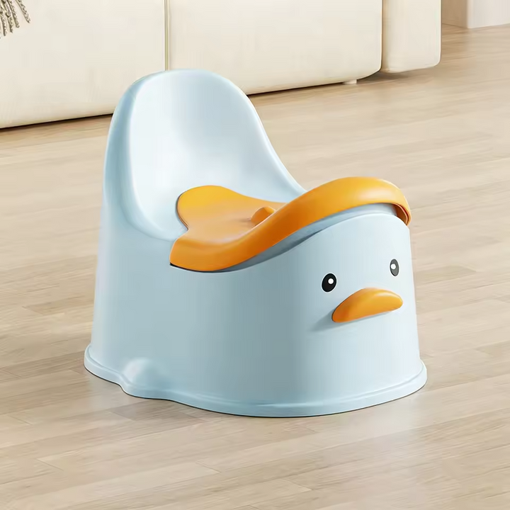 Bô vệ sinh cho bé tựa lưng hình vịt màu xanh dễ thương