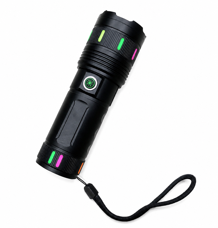 Đèn Pin Led TH701 Với 3 Chế Độ Sáng, Thu Kéo Zoom, Có Đèn Màu Hỗ Trợ Trang Trí
