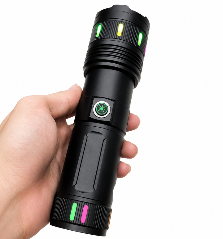 Đèn Pin Led TH701 Với 3 Chế Độ Sáng, Thu Kéo Zoom, Có Đèn Màu Hỗ Trợ Trang Trí