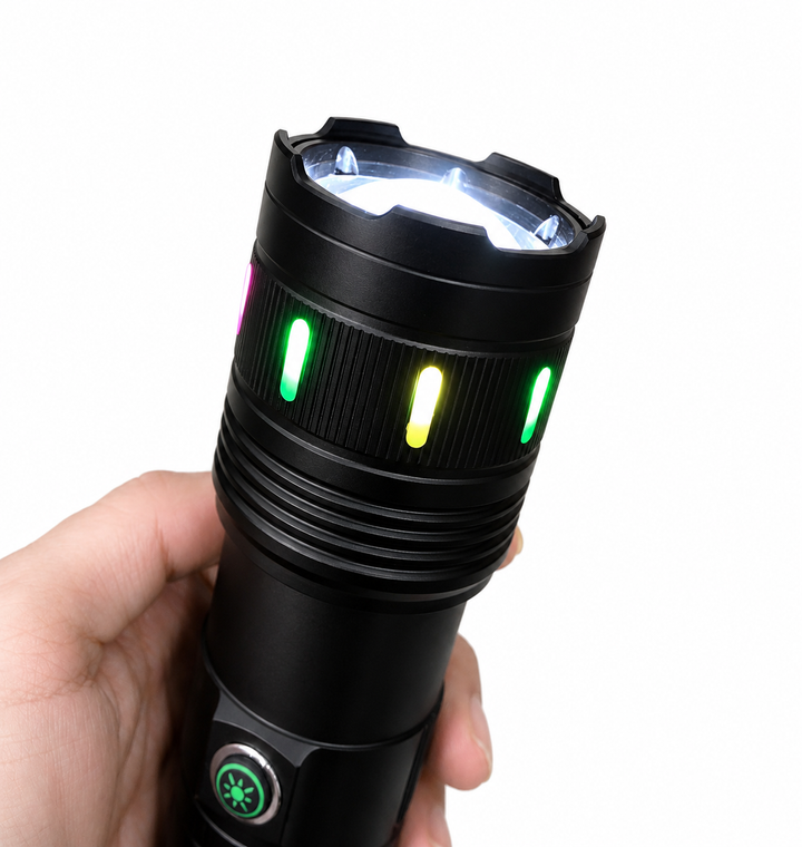 Đèn Pin Led TH701 Với 3 Chế Độ Sáng, Thu Kéo Zoom, Có Đèn Màu Hỗ Trợ Trang Trí