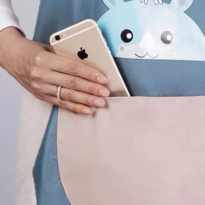 Tạp dề họa tiết hoa & thỏ tone xanh dễ thương