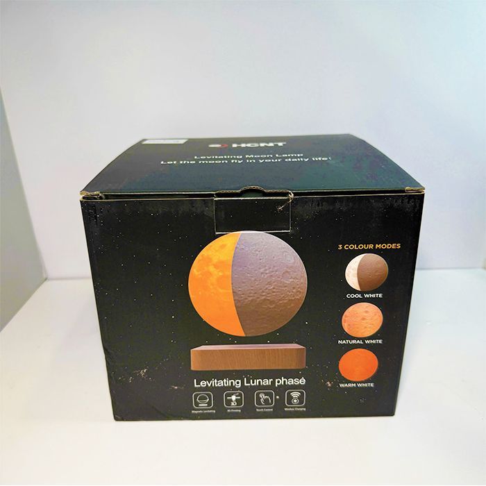 Đèn quả cầu thiên hà từ tính bay lơ lửng 14cm – đế gỗ tối màu