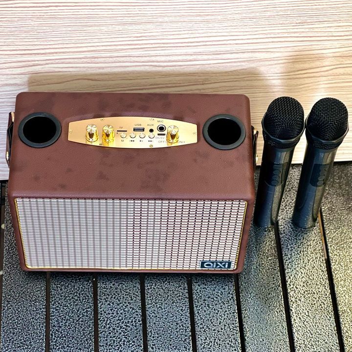 Loa Bluetooth xách tay QiXi SK-2039 kèm 2 micro karaoke