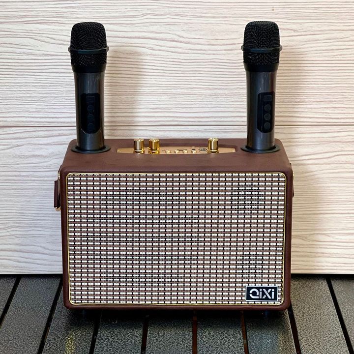 Loa Bluetooth xách tay QiXi SK-2039 kèm 2 micro karaoke