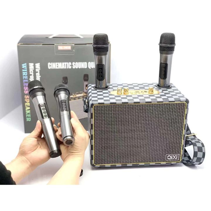 Loa Bluetooth xách tay QiXi SK-2039 kèm 2 micro karaoke