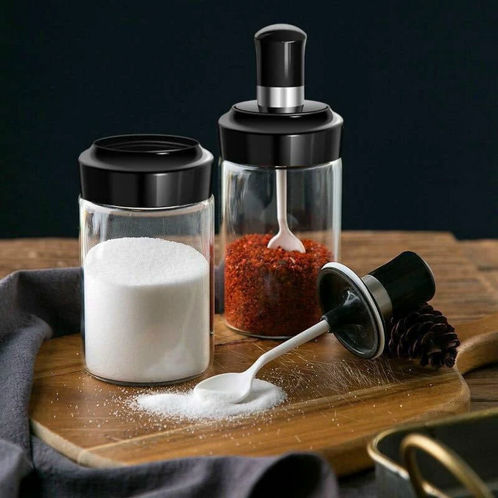 Hũ gia vị thủy tinh có thìa tiện dụng cho nhà bếp