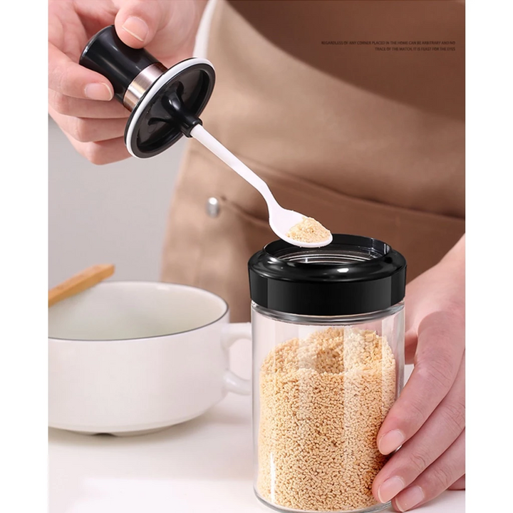 Hũ gia vị thủy tinh có thìa tiện dụng cho nhà bếp