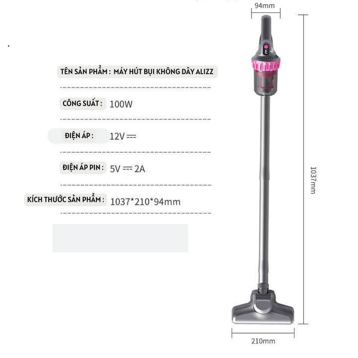 Máy hút bụi không dây cầm tay 100W ALIZZ AL-13603