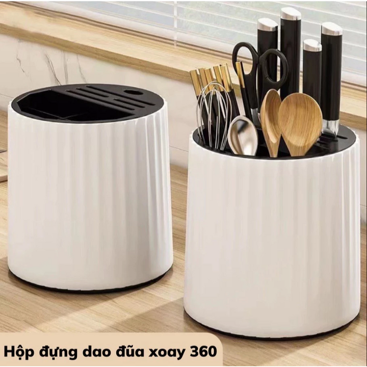 Hộp đựng đũa muỗng xoay 360 độ tiện lợi cho nhà bếp