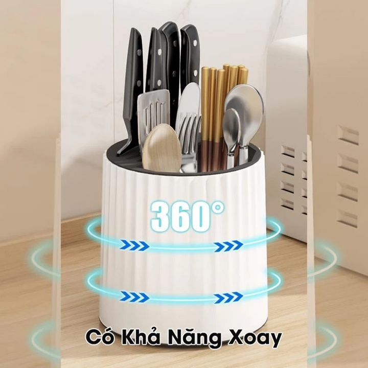 Hộp đựng đũa muỗng xoay 360 độ tiện lợi cho nhà bếp