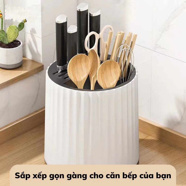 Hộp đựng đũa muỗng xoay 360 độ tiện lợi cho nhà bếp