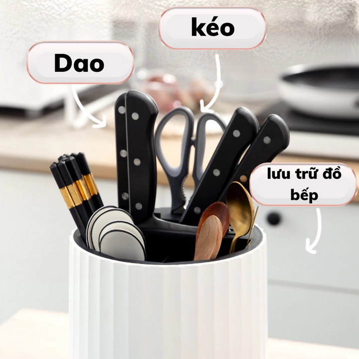 Hộp đựng đũa muỗng xoay 360 độ tiện lợi cho nhà bếp