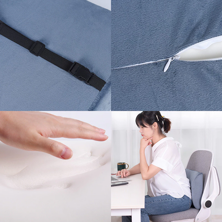 Đệm tựa lưng ghế có dây đeo hỗ trợ ngồi thoải mái