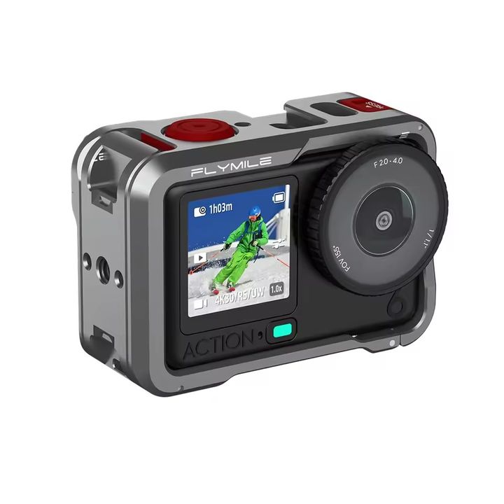 Khung kim loại bảo vệ và mở rộng phụ kiện cho DJI Osmo Action 6 tích hợp nắp silicone ống kính