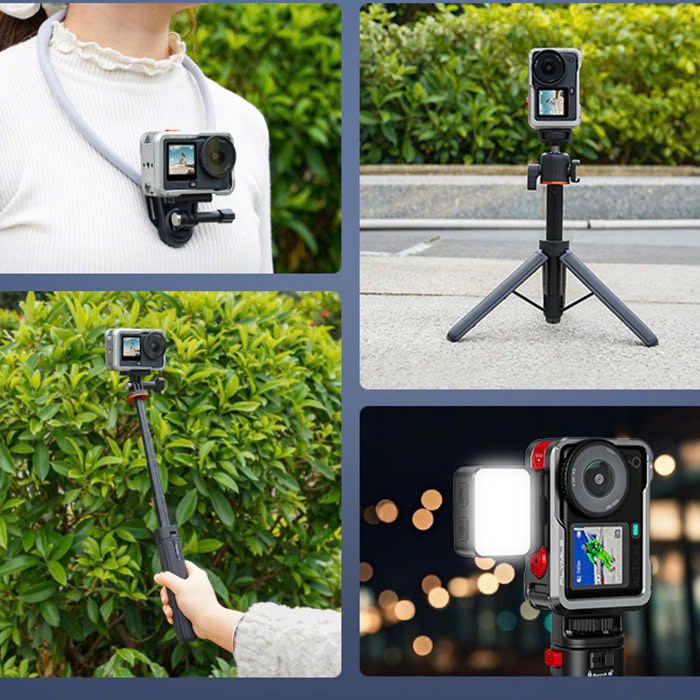 Khung kim loại bảo vệ và mở rộng phụ kiện cho DJI Osmo Action 6 tích hợp nắp silicone ống kính