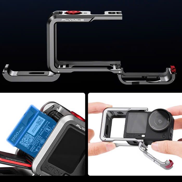 Khung kim loại bảo vệ và mở rộng phụ kiện cho DJI Osmo Action 6 tích hợp nắp silicone ống kính
