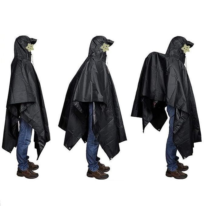 Áo mưa Poncho vải Polyester PVC họa tiết rằn ri có khóa kéo ở cổ 3in1 đa năng 210*140 cm